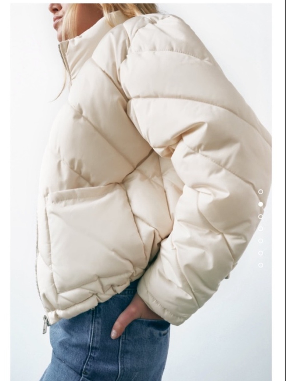 Zara Cream Puffer Jacket - Picture 2 of 7